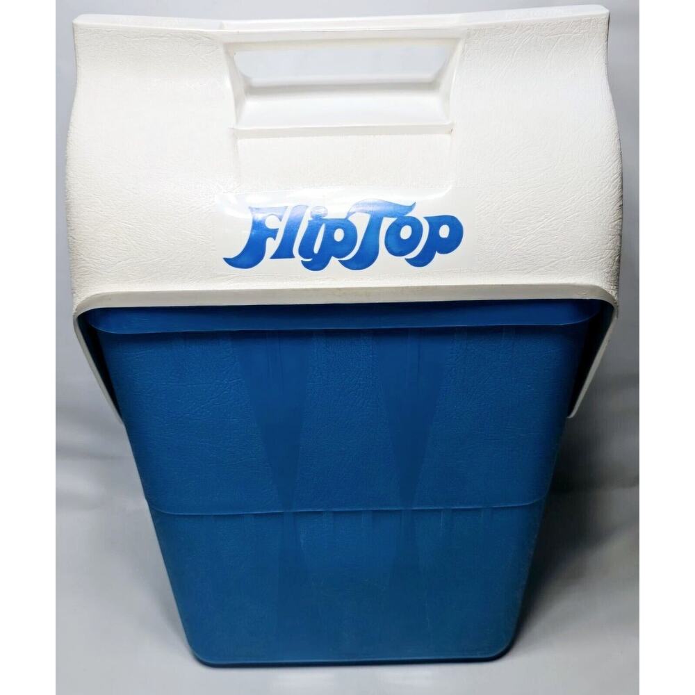 Vintage FlipTop Cooler 17.75" Tall with Handle Blue Retro Hold 12 Pack Of Cans